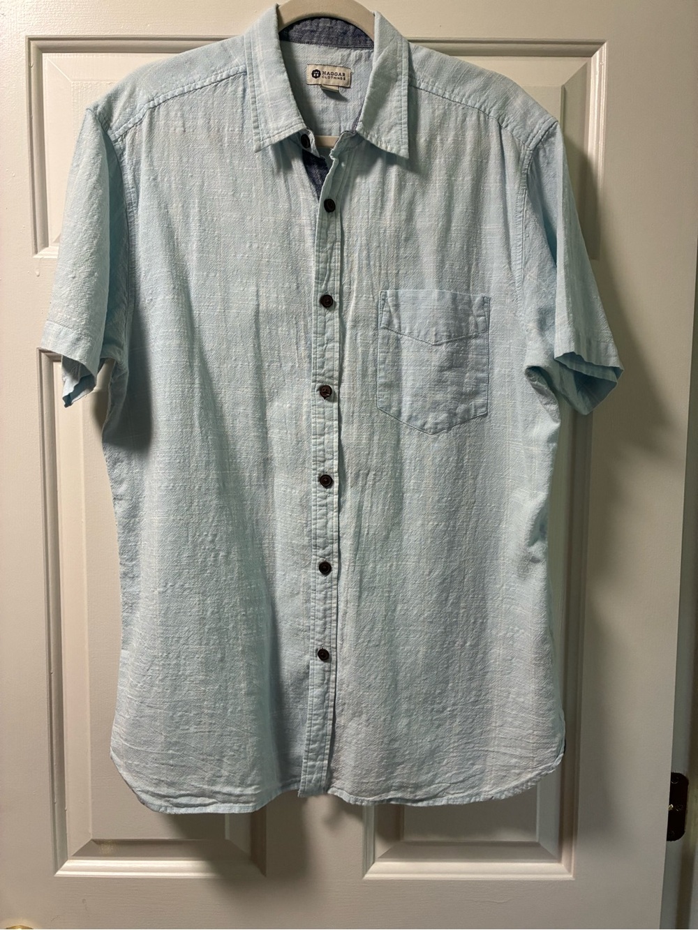 Haggar Light Blue Short-Sleeve Button-Down Shirt